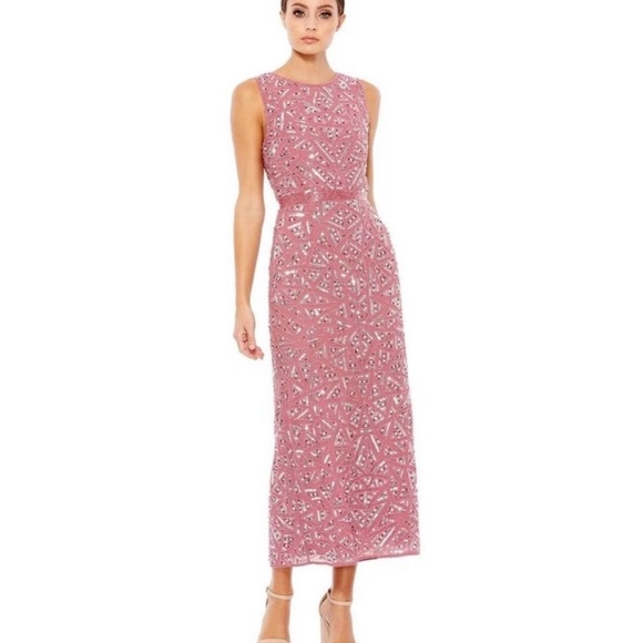 Mac Duggal Dresses & Skirts - Mac Duggal Pink Sequin Sheath Midi Dress